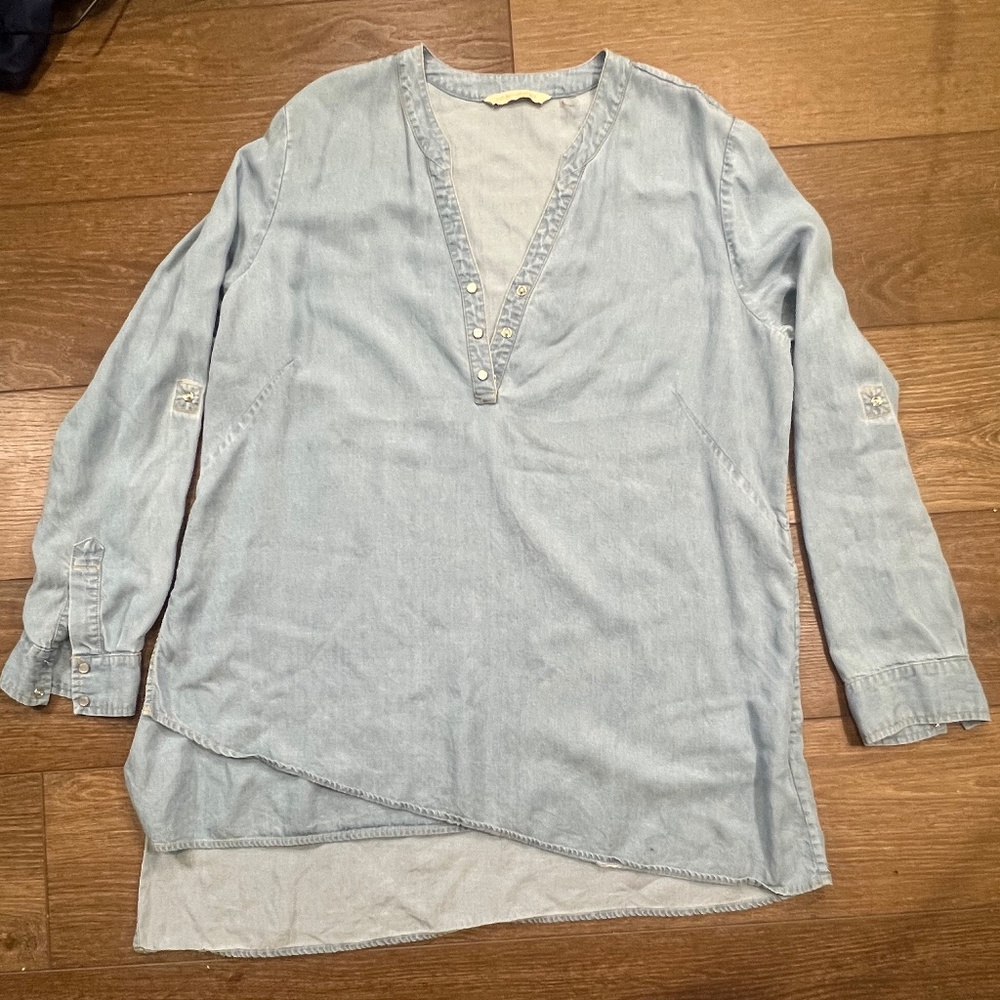 Soft Surroundings TopNotch 100% Tencel Denim Style Tunic Sz L